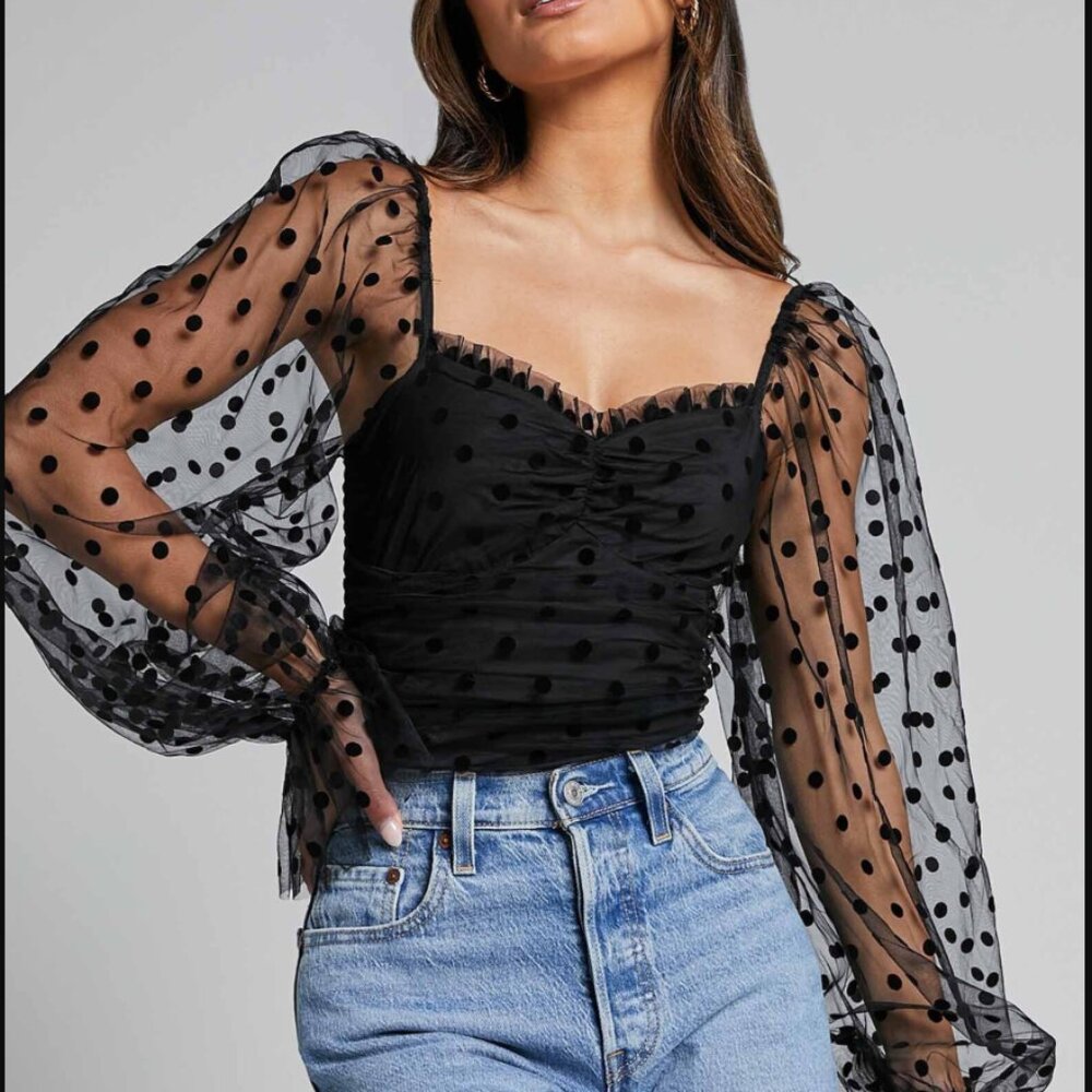 Showpo | Black Long Sleeve Venetia Bodysuit | Size 6 | NEW WITH TAGS